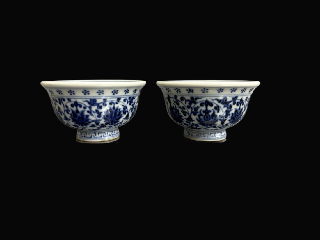 A pair of Exquisite Blue and White Lotus Lion Pattern Cup (1 of 9)