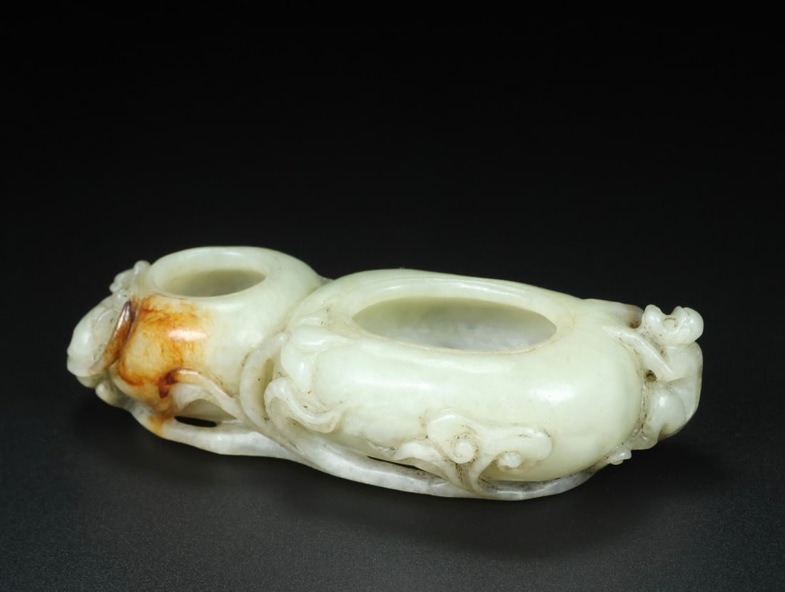 A Exquisite Hotan Jade Ganoderma Pattern Brush Washer - 3