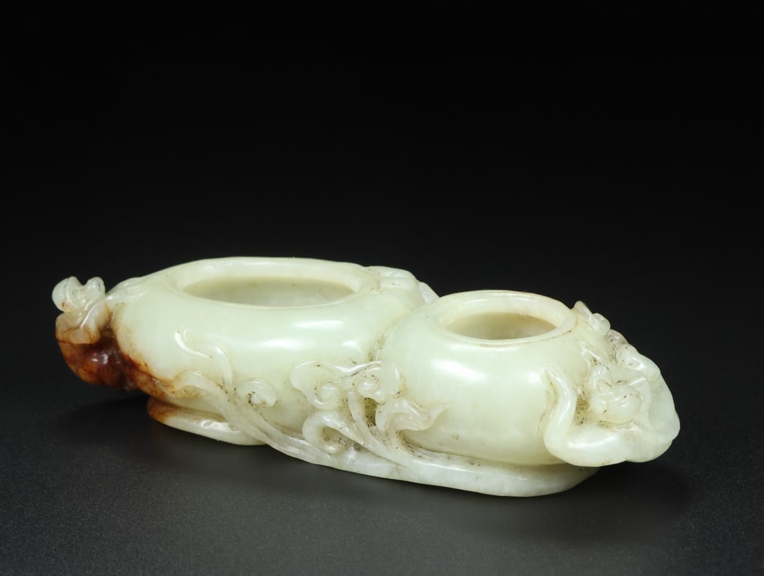 A Exquisite Hotan Jade Ganoderma Pattern Brush Washer - 7