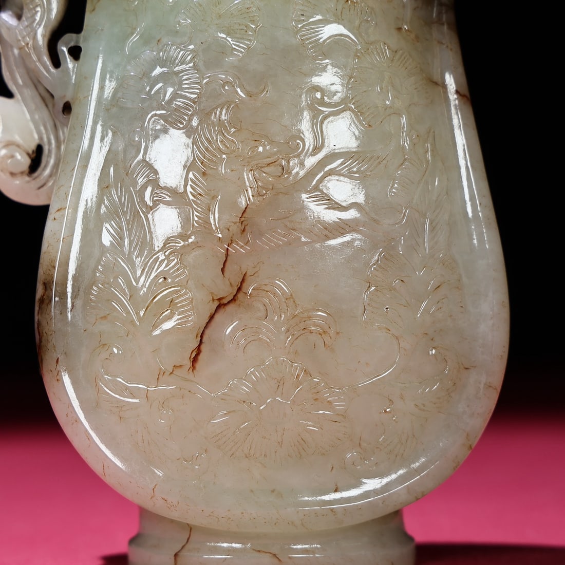 An Exquisite White Jade Dragon Pattern Pot - 6