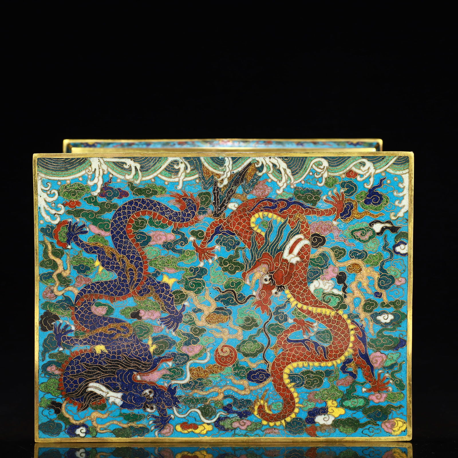 An Exquisite Cloisonne Auspicious Cloud and Dragon Pattern Box - 5