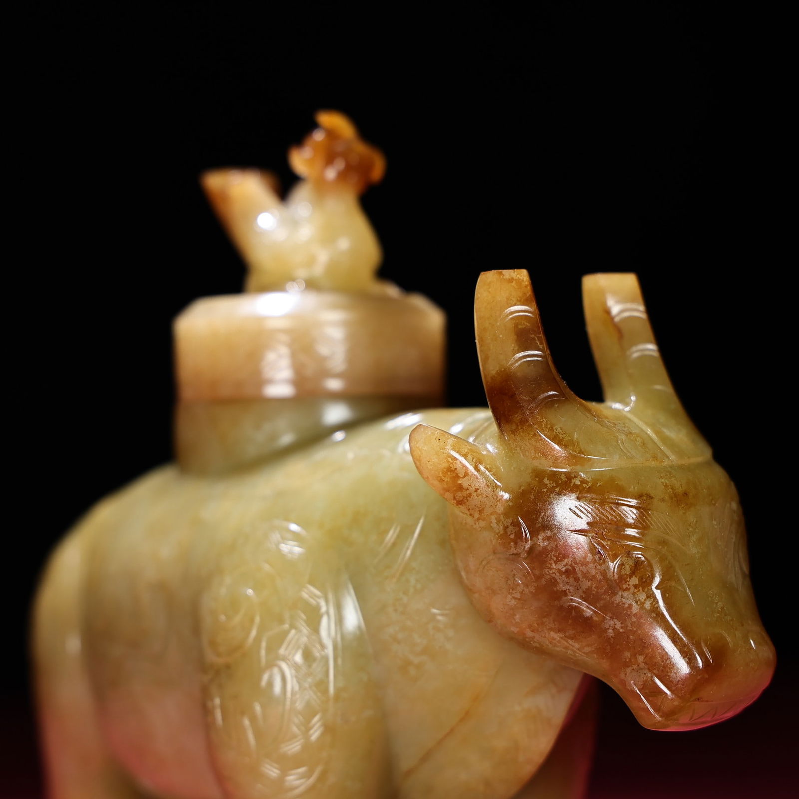 An Exquisite White Jade Buffalo ? Utensil - 5