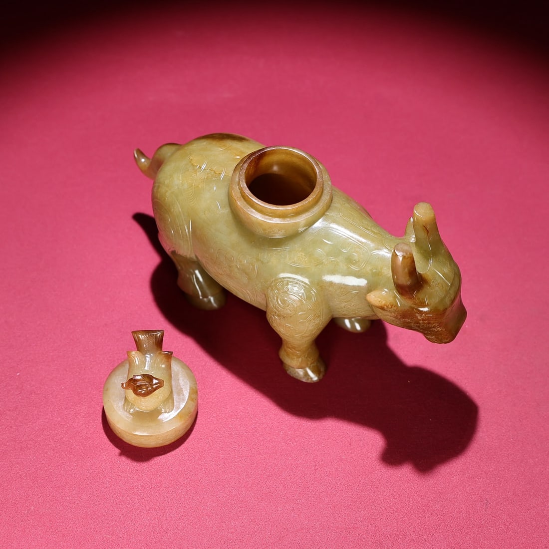 An Exquisite White Jade Buffalo ? Utensil - 8