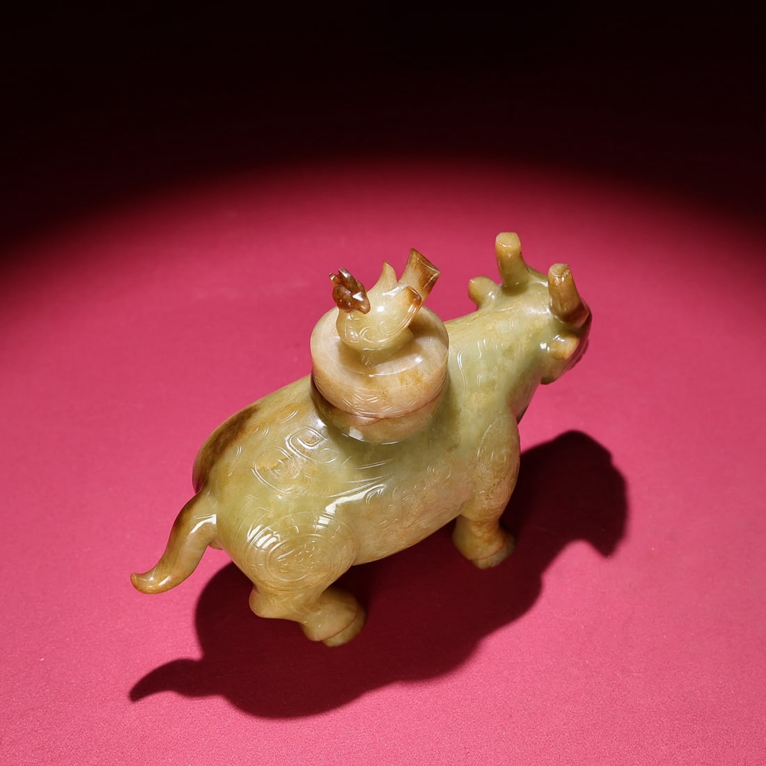 An Exquisite White Jade Buffalo ? Utensil - 9