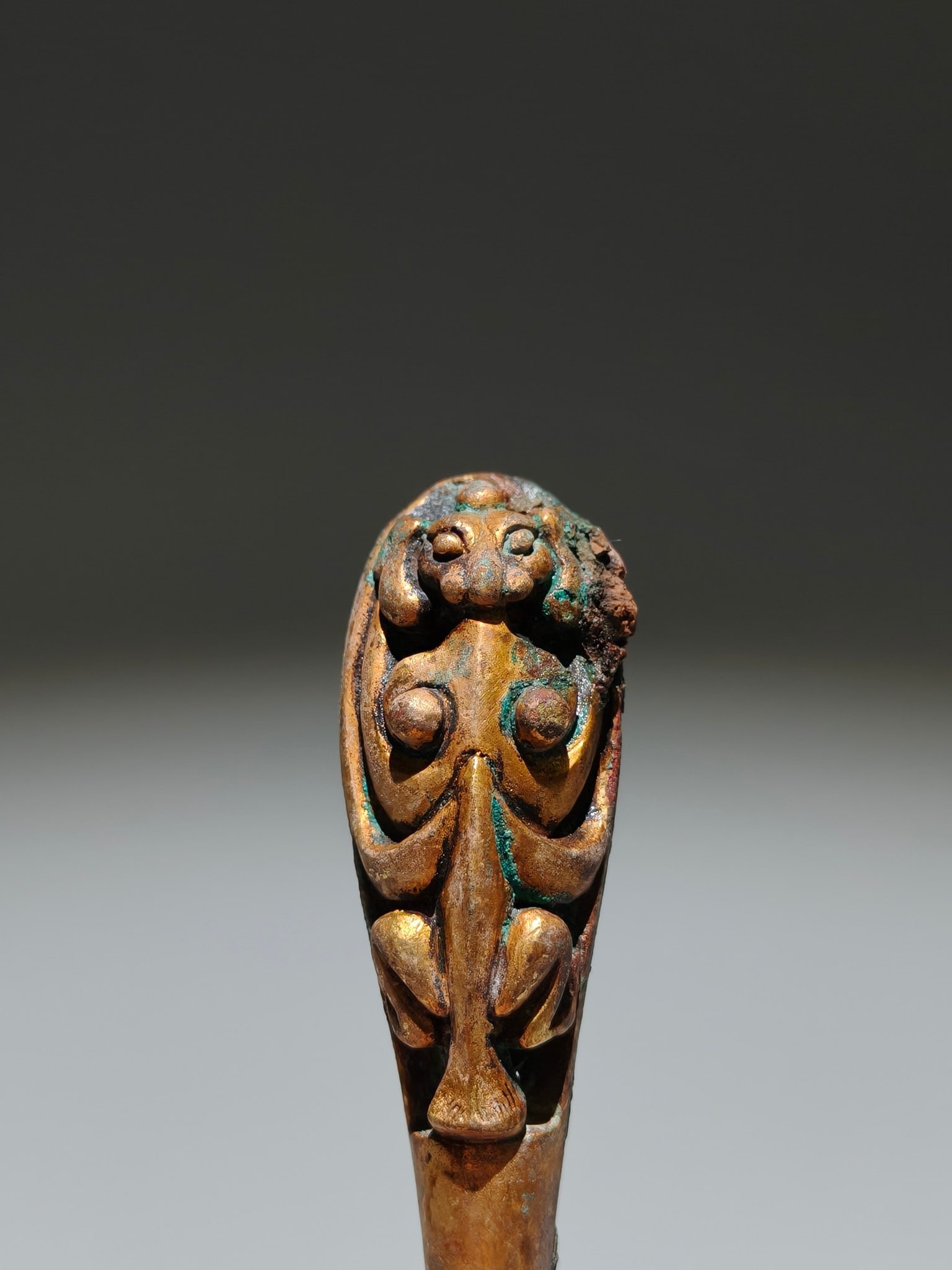 An Exquisite Gilt Bronze Beast-Face Pattern Hook - 8