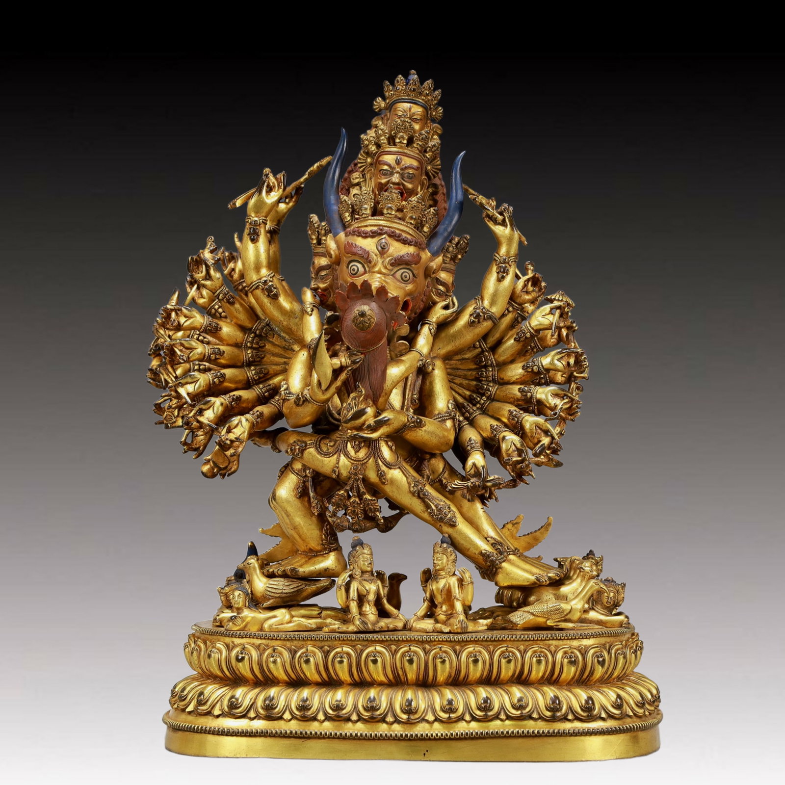 A Solemn Gilt Bronze Statue of Yamantaka (1 of 10)