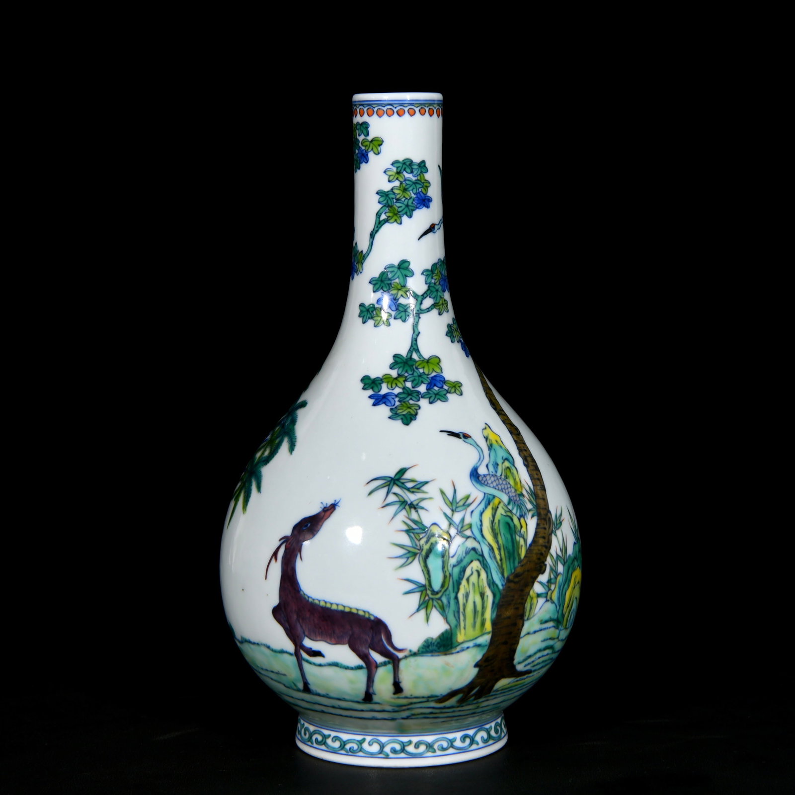 An Exquisite Doucai Deer and Crane Pattern Vase (1 of 9)