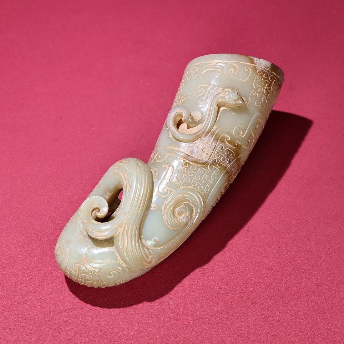 An Exquisite White Jade Chi-Dragon Pattern Cup - 3