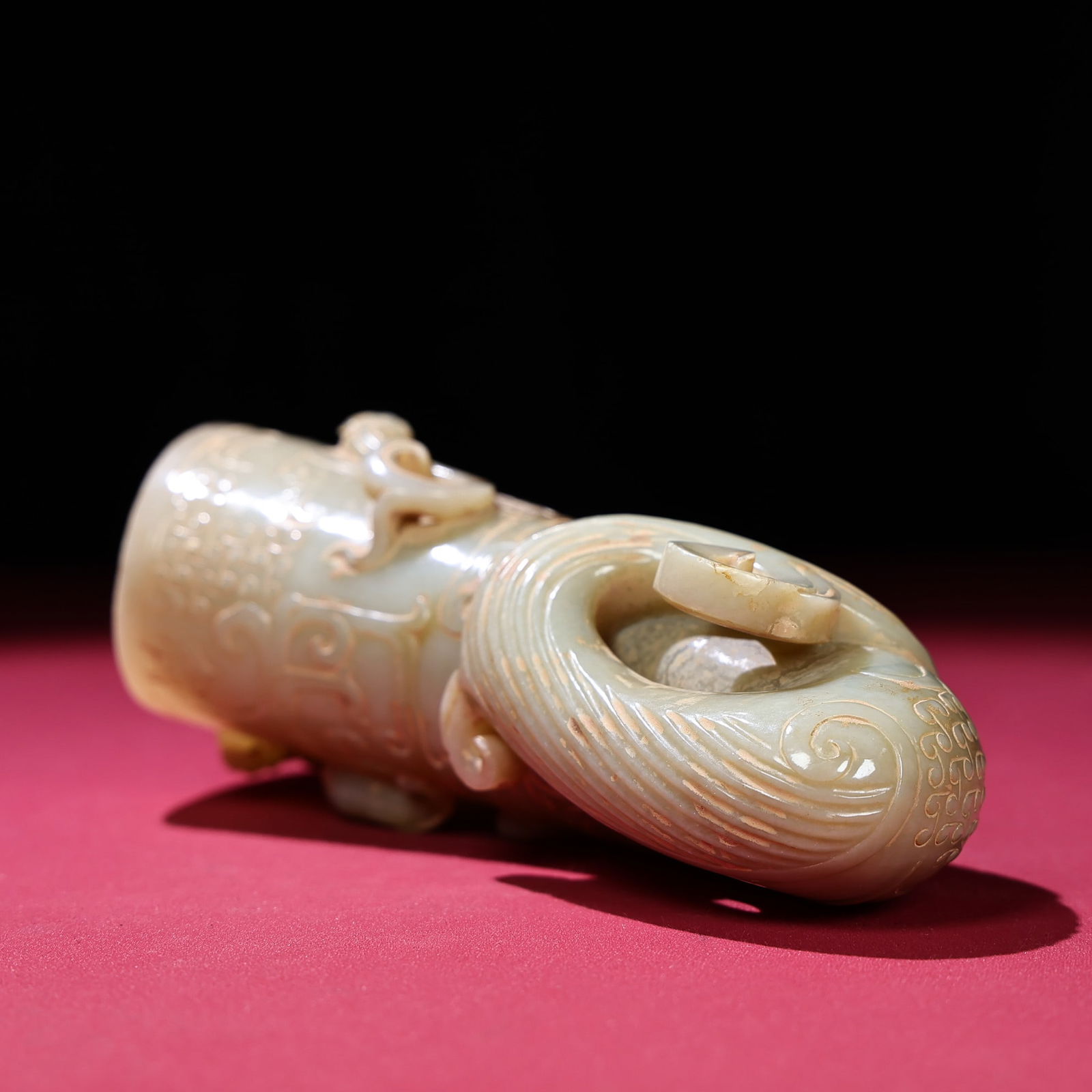 An Exquisite White Jade Chi-Dragon Pattern Cup - 4