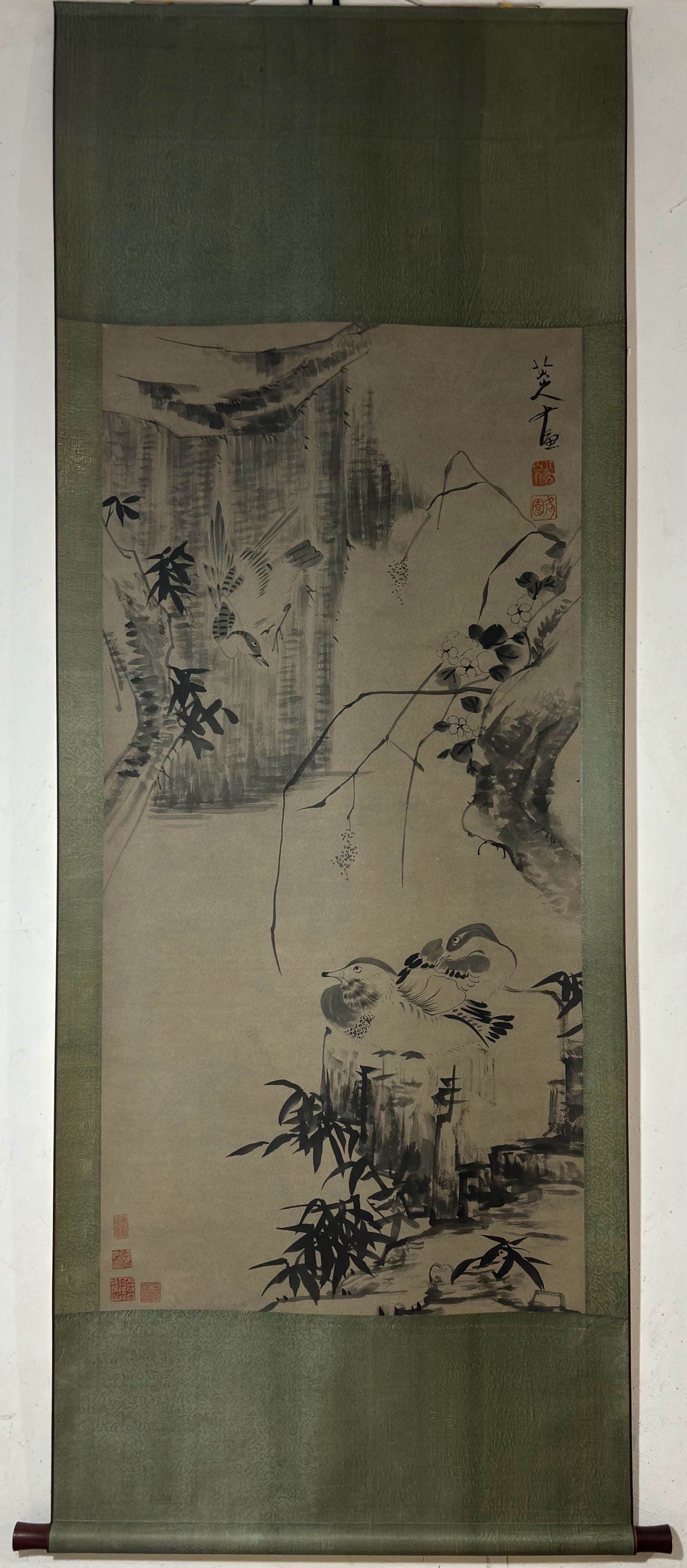 A Chinese Vertical Scroll Ink Painting of Flower and Bird on Paper,Bada Shanren (1 of 9)