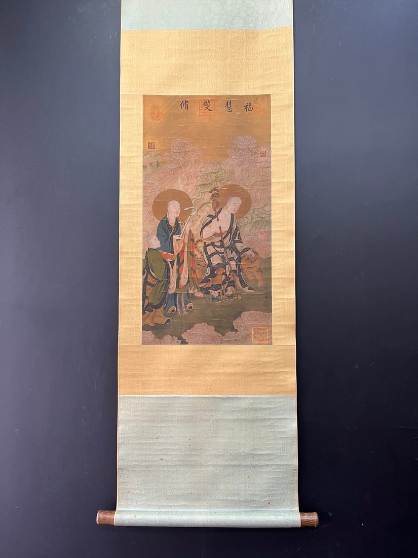 A Chinese Vertical Scroll Ink Painting of Figure on Silk,Wu Daozi (1 of 10)