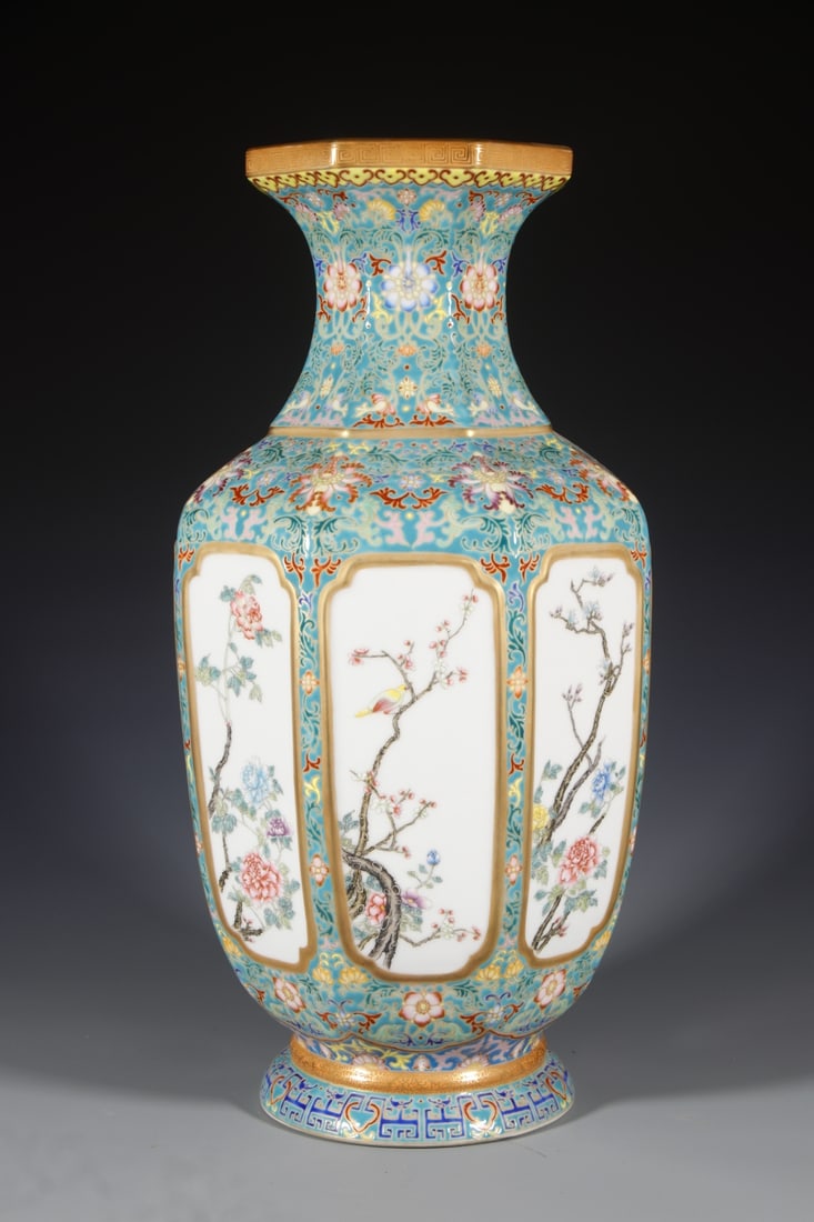 An Exquisite Enamel Flower and Bird Pattern Vase (1 of 9)