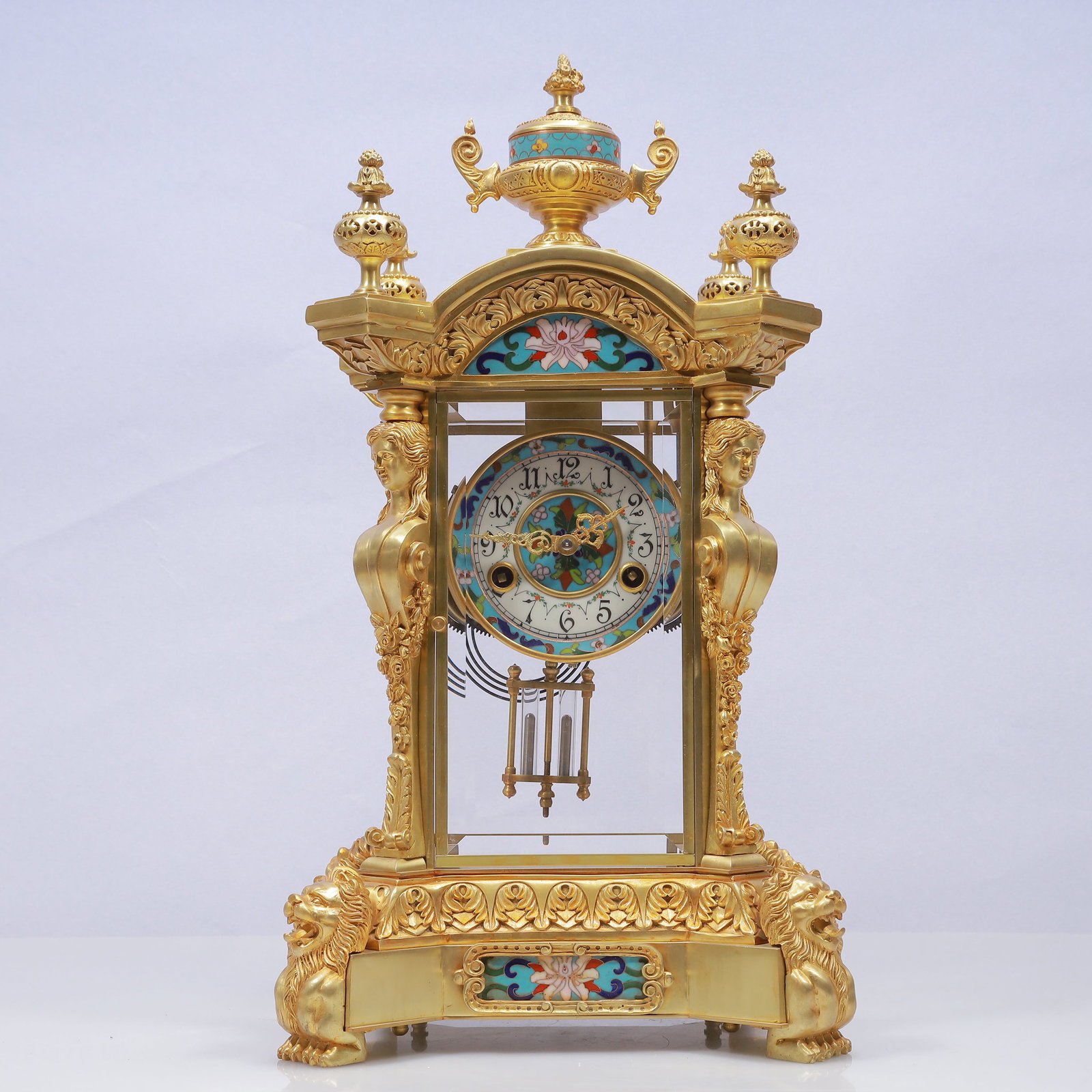 An Exquisite Cloisonne Flower and Figure Pattern Table Clock Ornament (1 of 10)