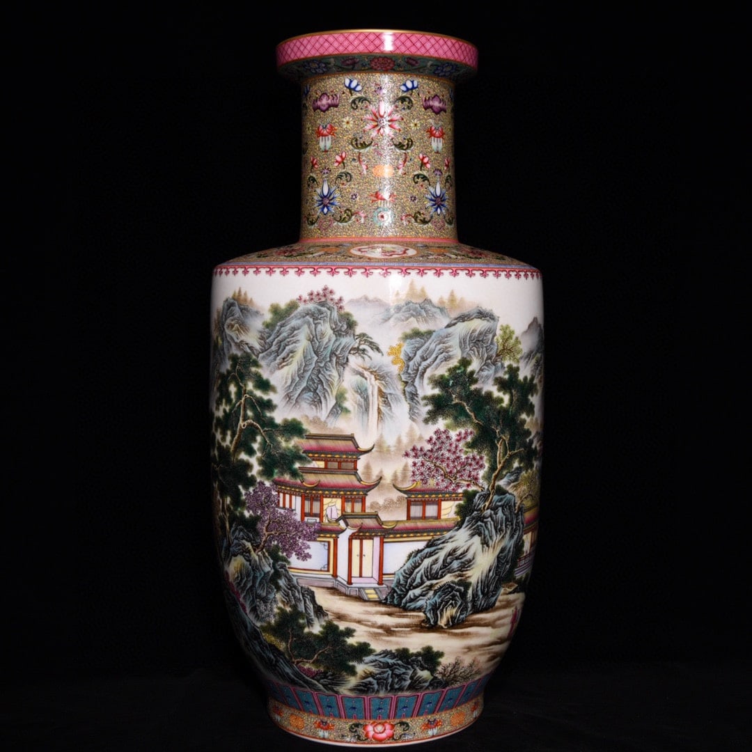 A Huge Famille-Rose Landscape and Figure Pattern Vase (1 of 9)