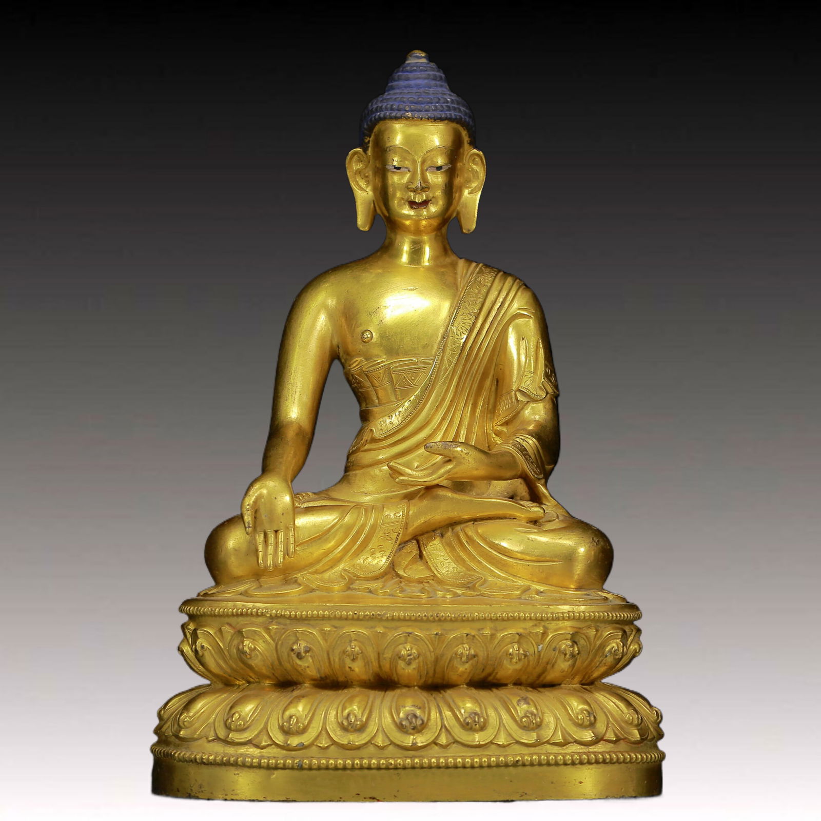 A Solemn Gilt Bronze Statue of Sakyamuni (1 of 9)