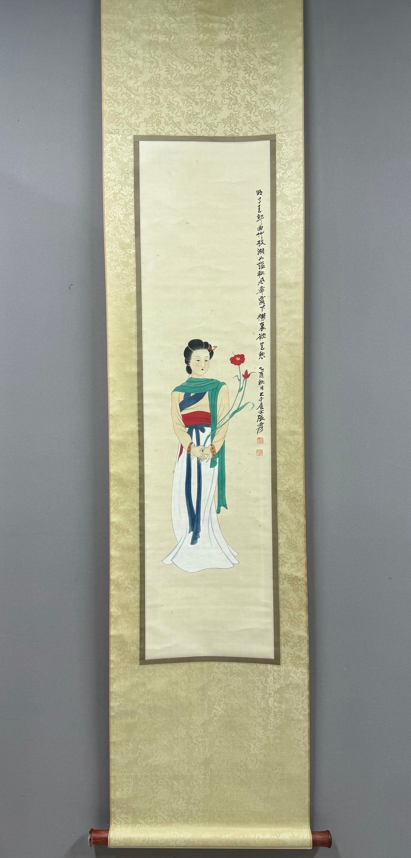 A Chinese Vertical Scroll Ink Painting of Character and Story on Paper: A Chinese Vertical Scroll Ink Painting of Character and Story on Paper,Zhang Daqian,Size:46.9inx11.8in 