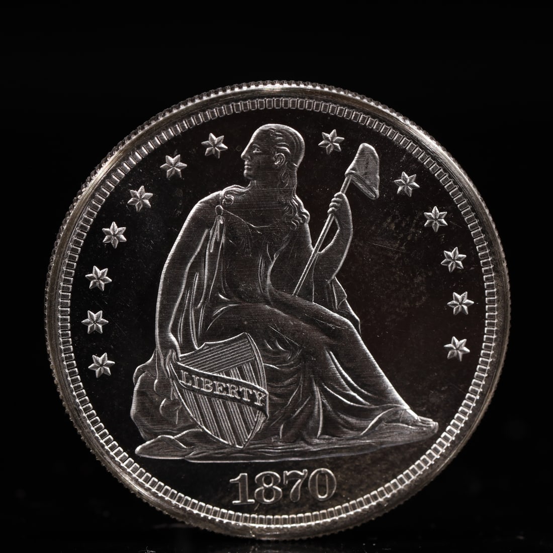 USA One Dollar 1870 Coin: American coin. IN GOD WE TRUST / LIBERTY / 1870 / UNITED STATES OF AMERICA / ONE DOL. Mint Mark: S.Weight:26.9g.