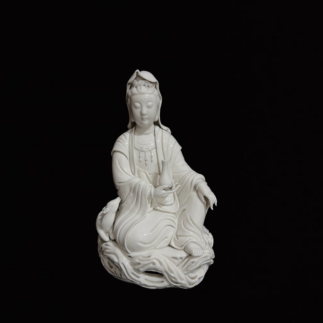 A Solemn Blance-De-Chine Statue of Avalokitesvara (1 of 9)