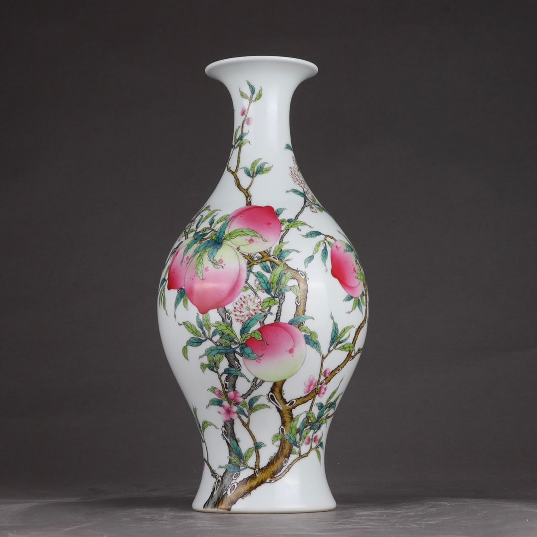 An Exquisite Famille-Rose Bats and Peach Pattern Vase (1 of 9)