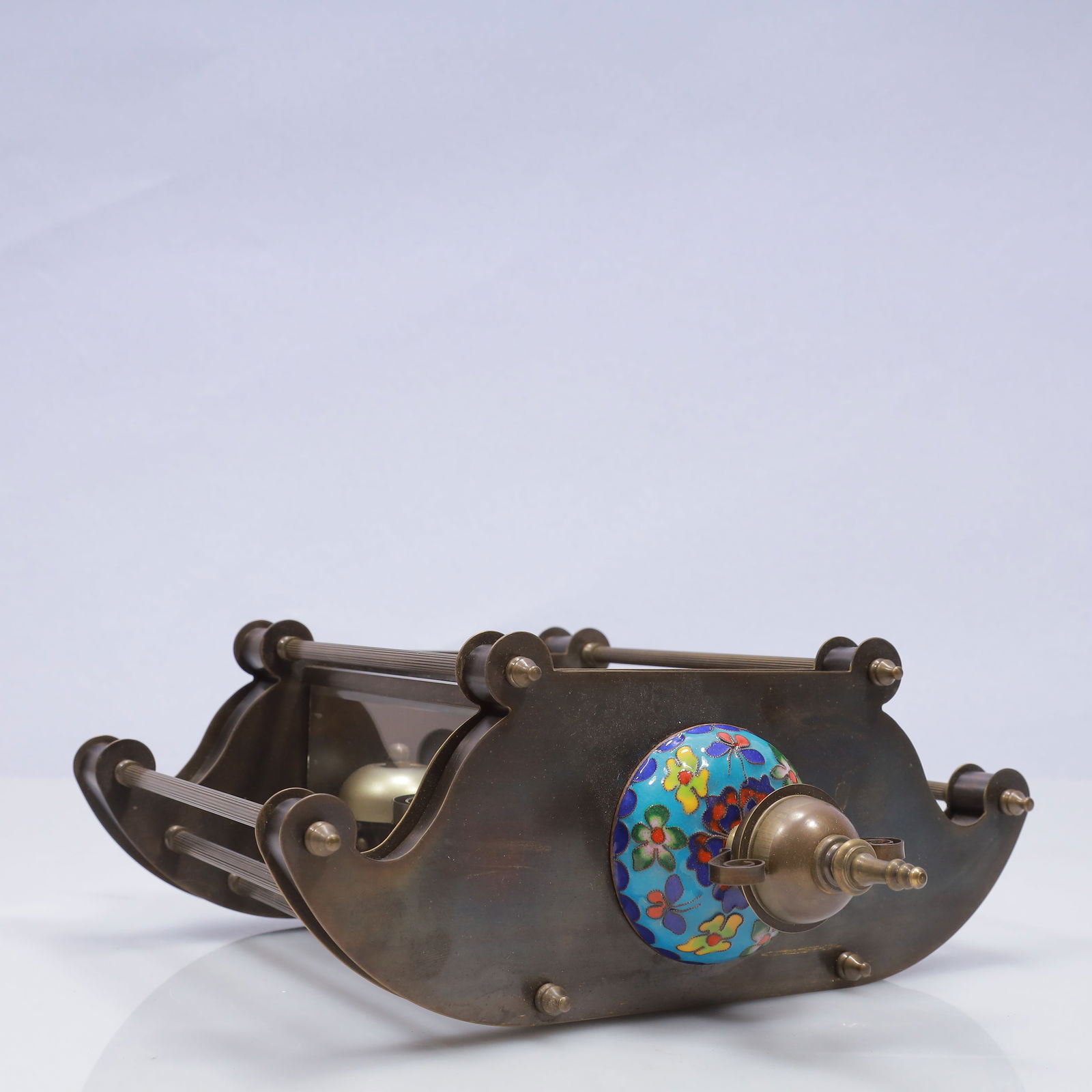 An Exquisite Cloisonne Flower Pattern Table Clock Ornament - 10