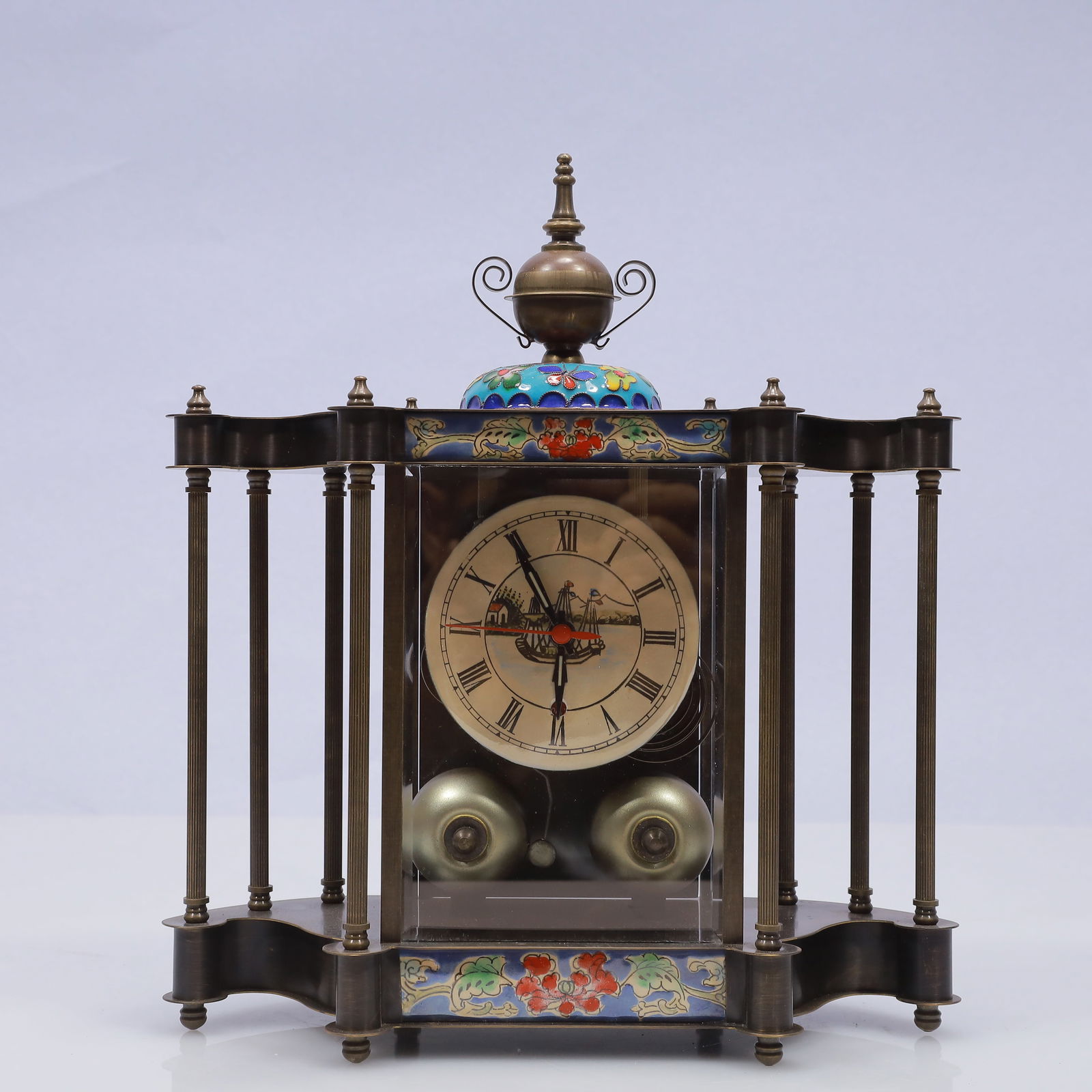 An Exquisite Cloisonne Flower Pattern Table Clock Ornament (1 of 11)
