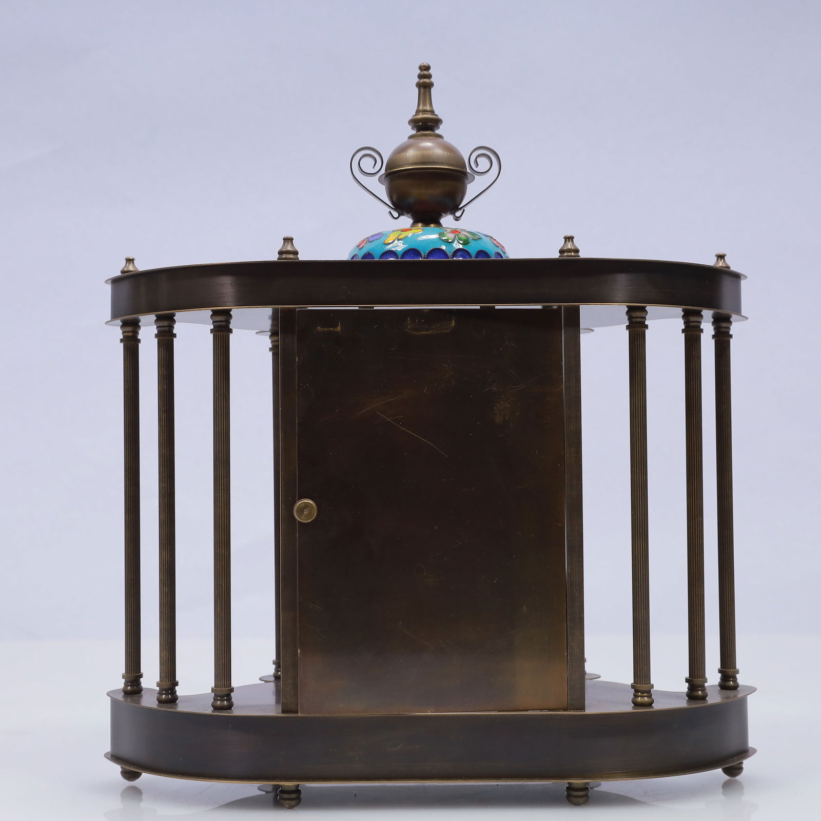 An Exquisite Cloisonne Flower Pattern Table Clock Ornament - 6