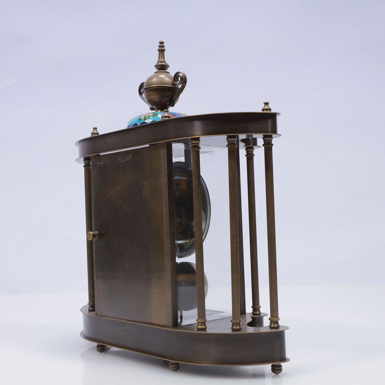 An Exquisite Cloisonne Flower Pattern Table Clock Ornament - 8