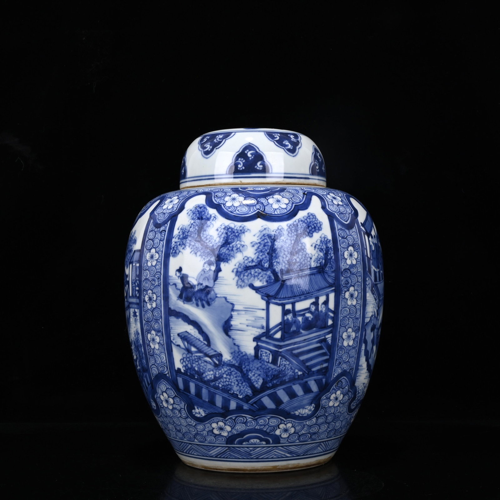 An Exquisite Blue and White Landscape and Figure Pattern Jar with Cover (1 of 9)