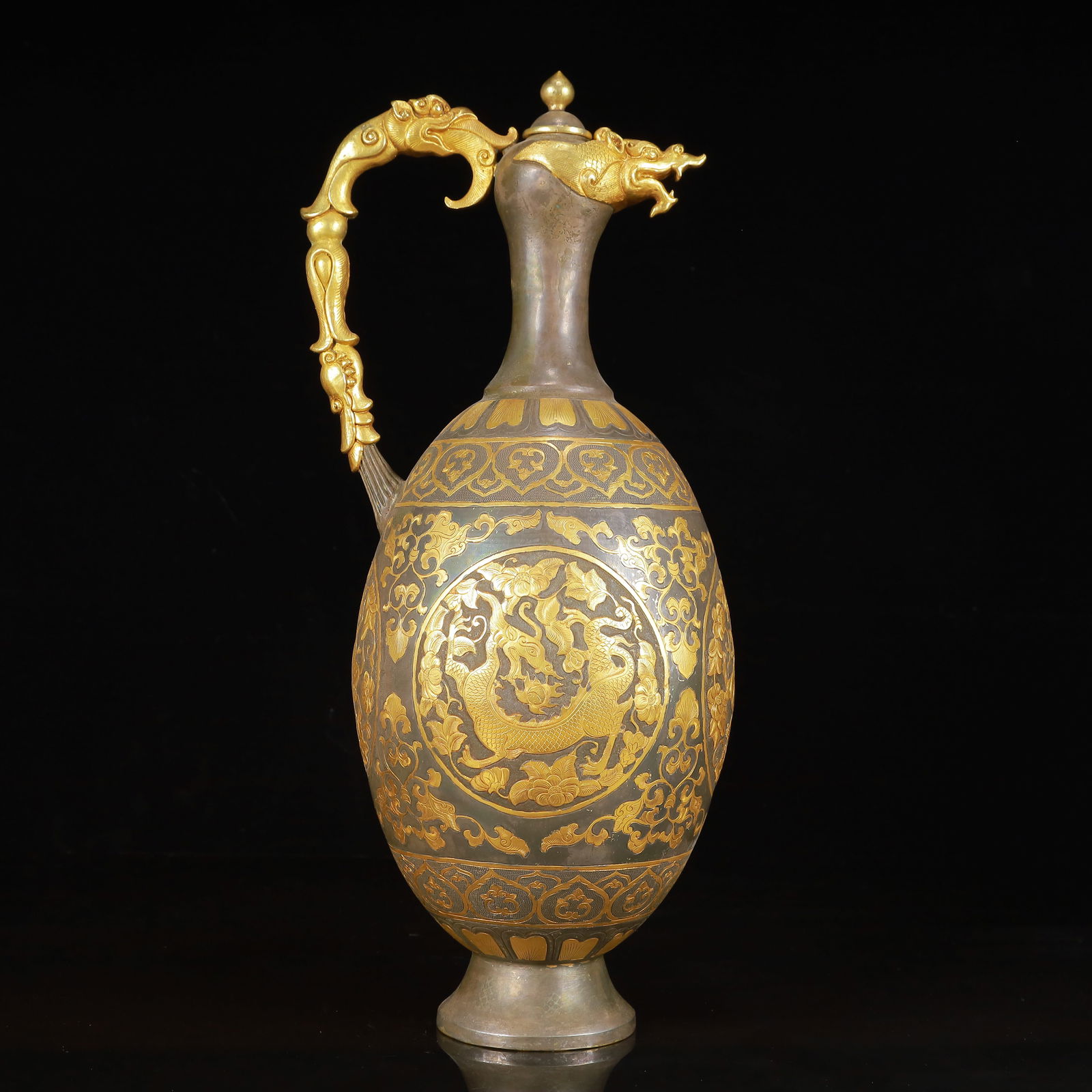 A Huge Gilt Silver Auspicious Beast Pattern Ewer - 10