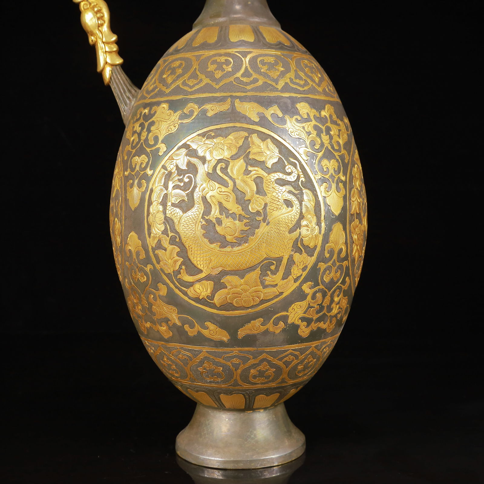 A Huge Gilt Silver Auspicious Beast Pattern Ewer - 12