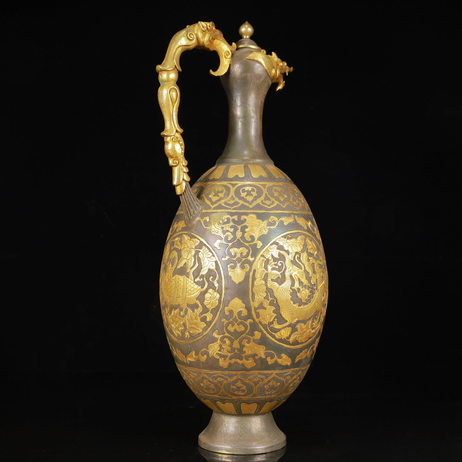 A Huge Gilt Silver Auspicious Beast Pattern Ewer - 13