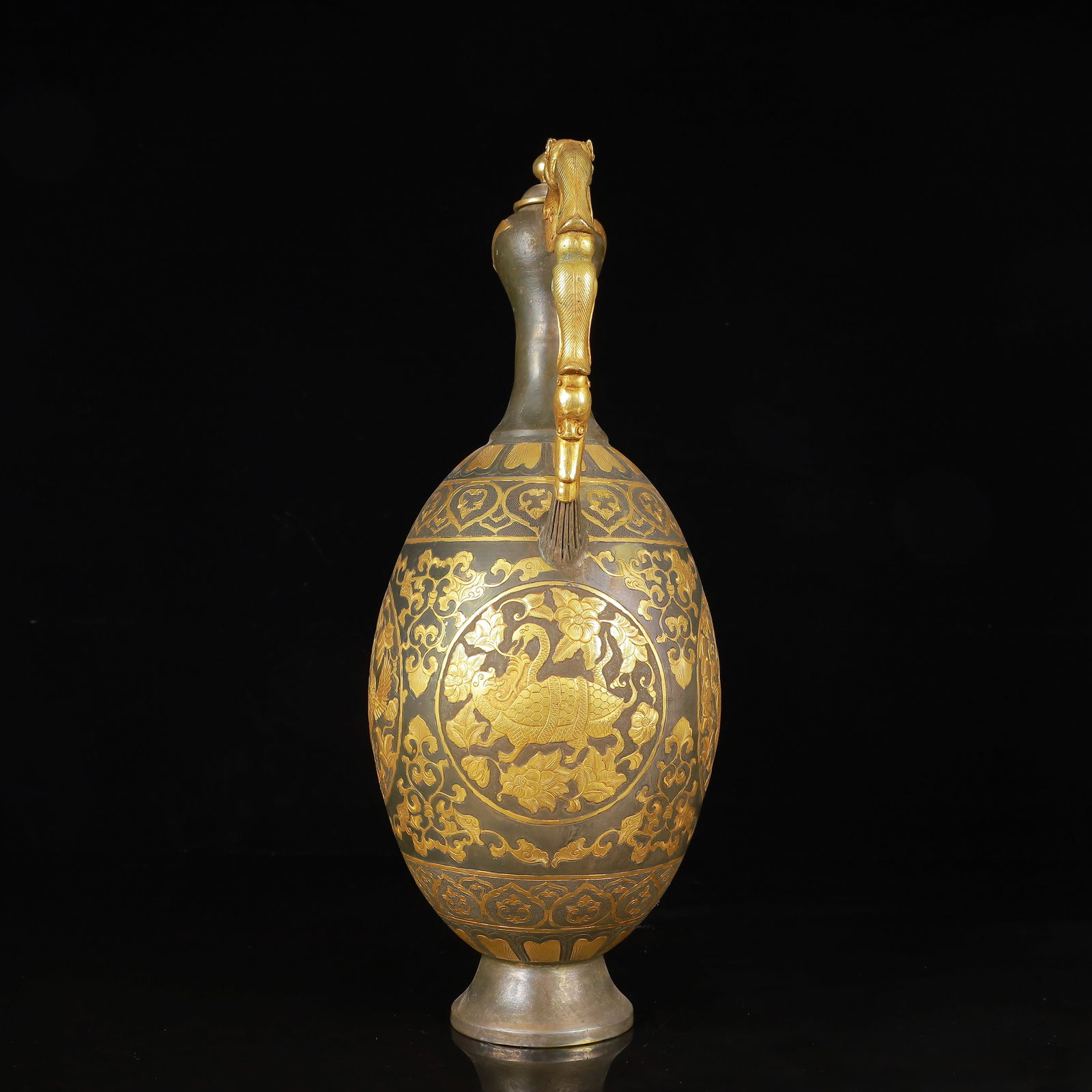 A Huge Gilt Silver Auspicious Beast Pattern Ewer - 14