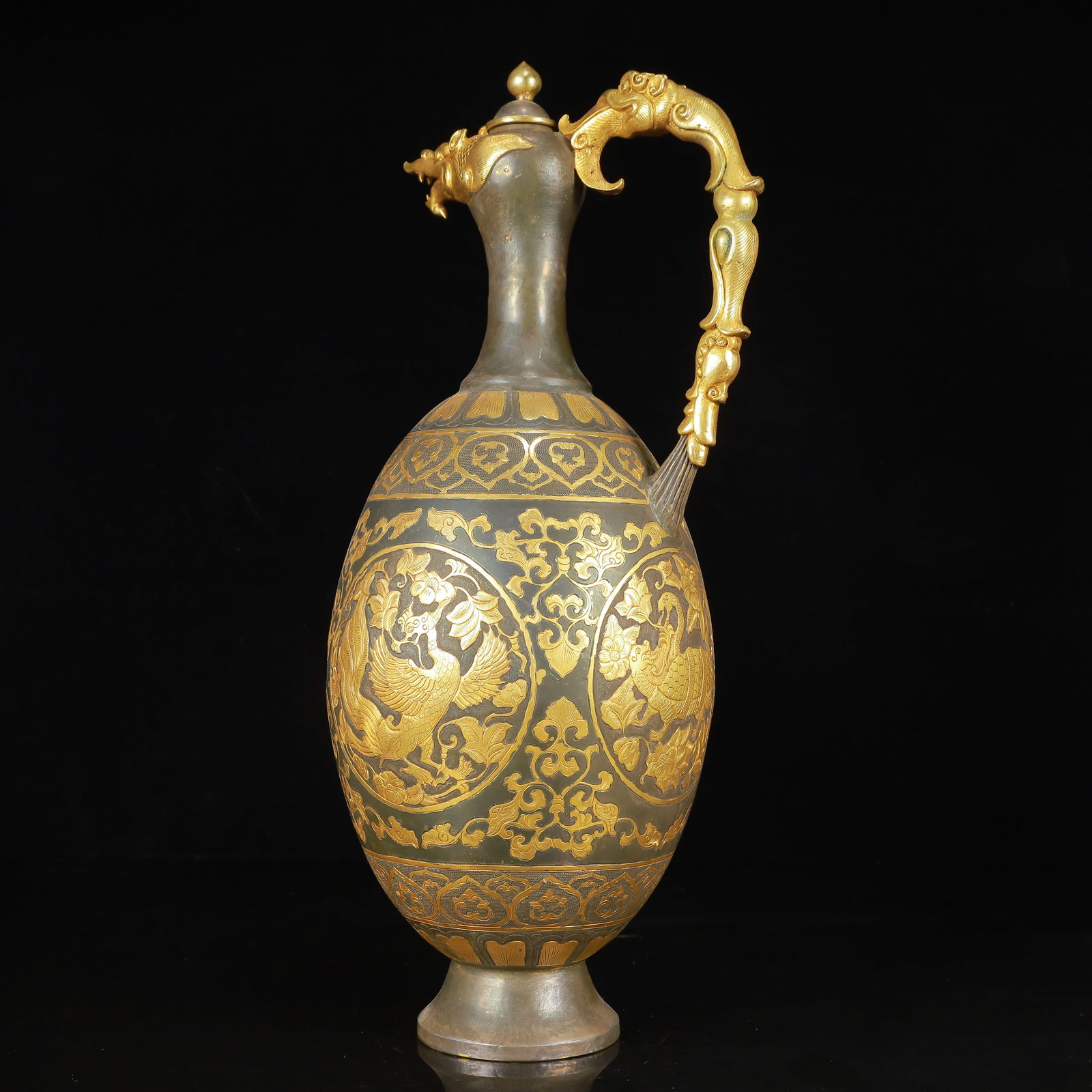 A Huge Gilt Silver Auspicious Beast Pattern Ewer - 16