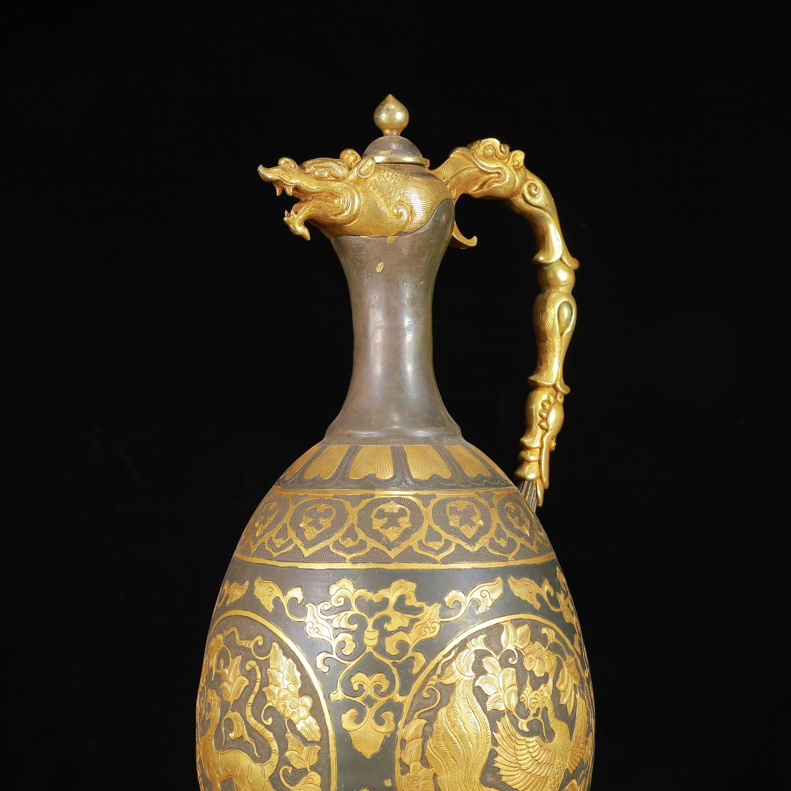 A Huge Gilt Silver Auspicious Beast Pattern Ewer - 5