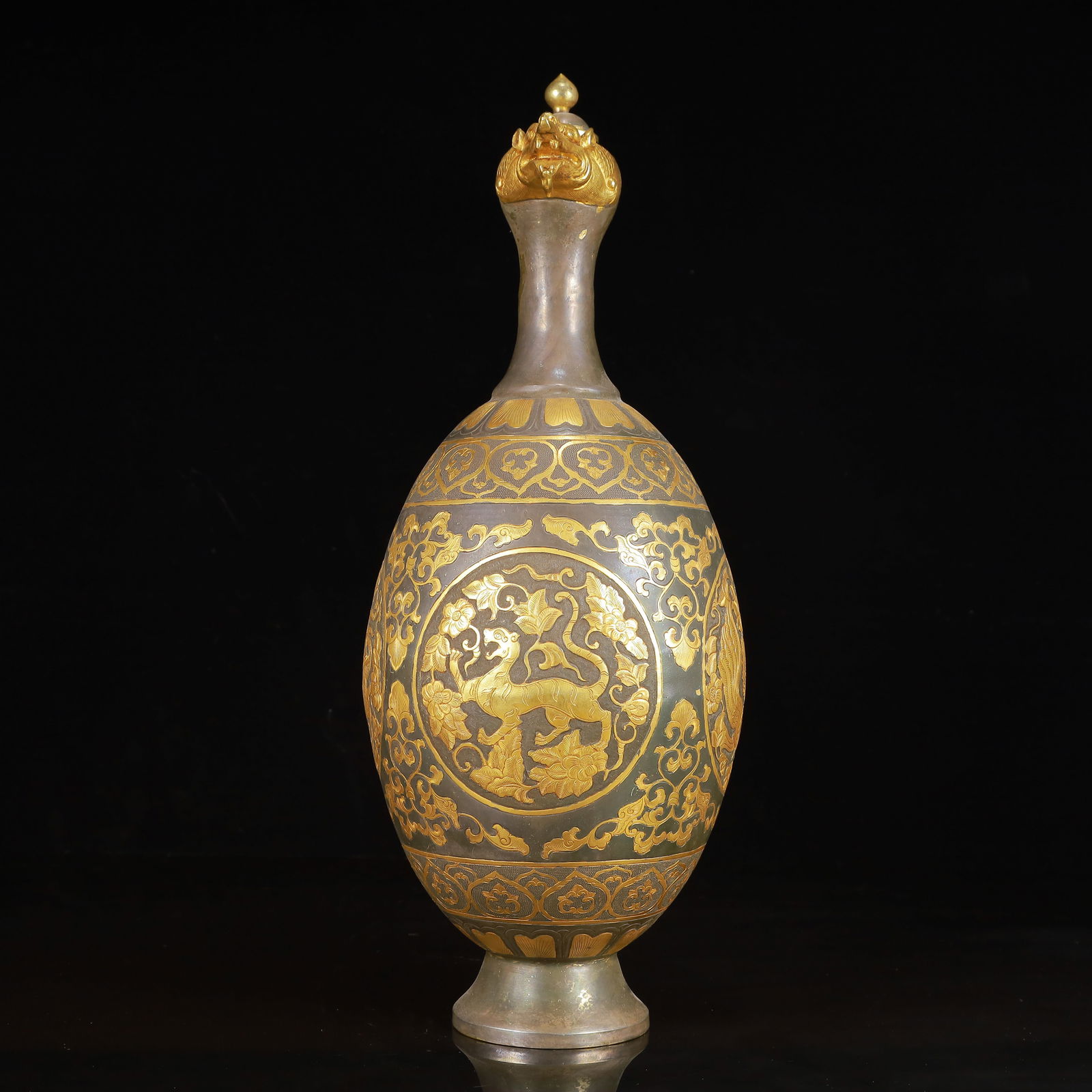 A Huge Gilt Silver Auspicious Beast Pattern Ewer - 7
