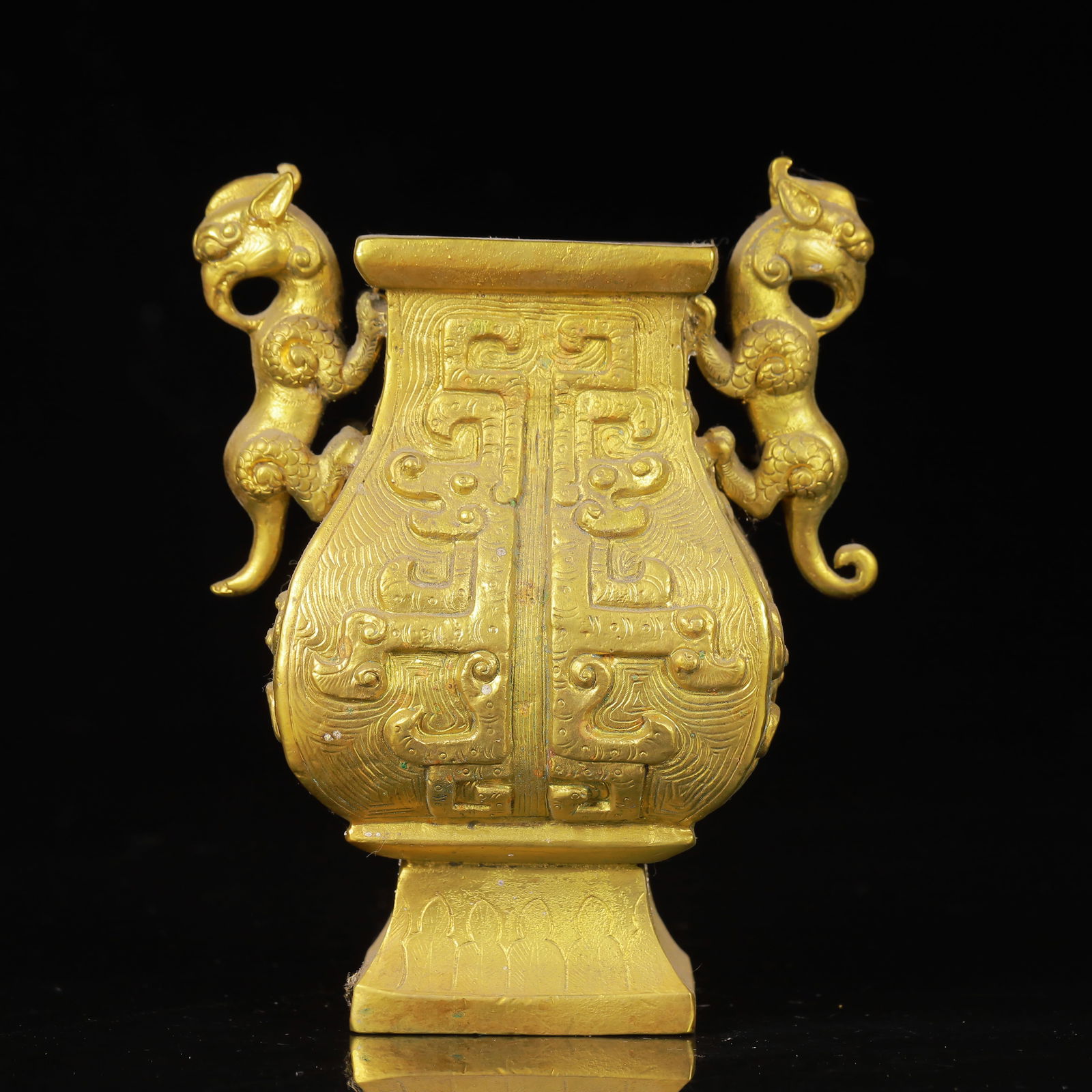 An Exquisite Gilt Bronze Beast-Ears Beast-Ears Vase (1 of 8)