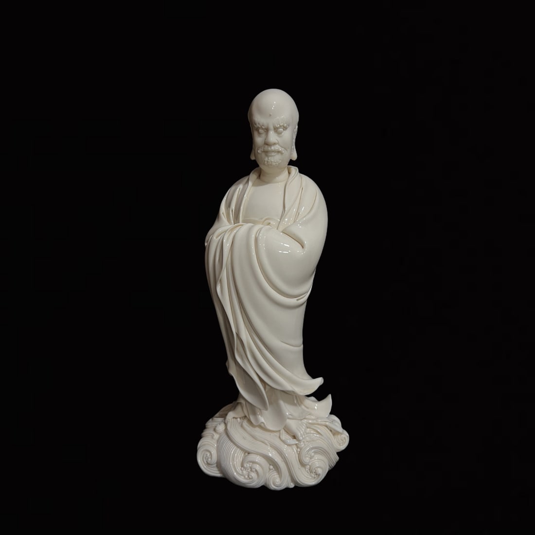 A Solemn Blance-De-Chine Statue of Dharma (1 of 8)