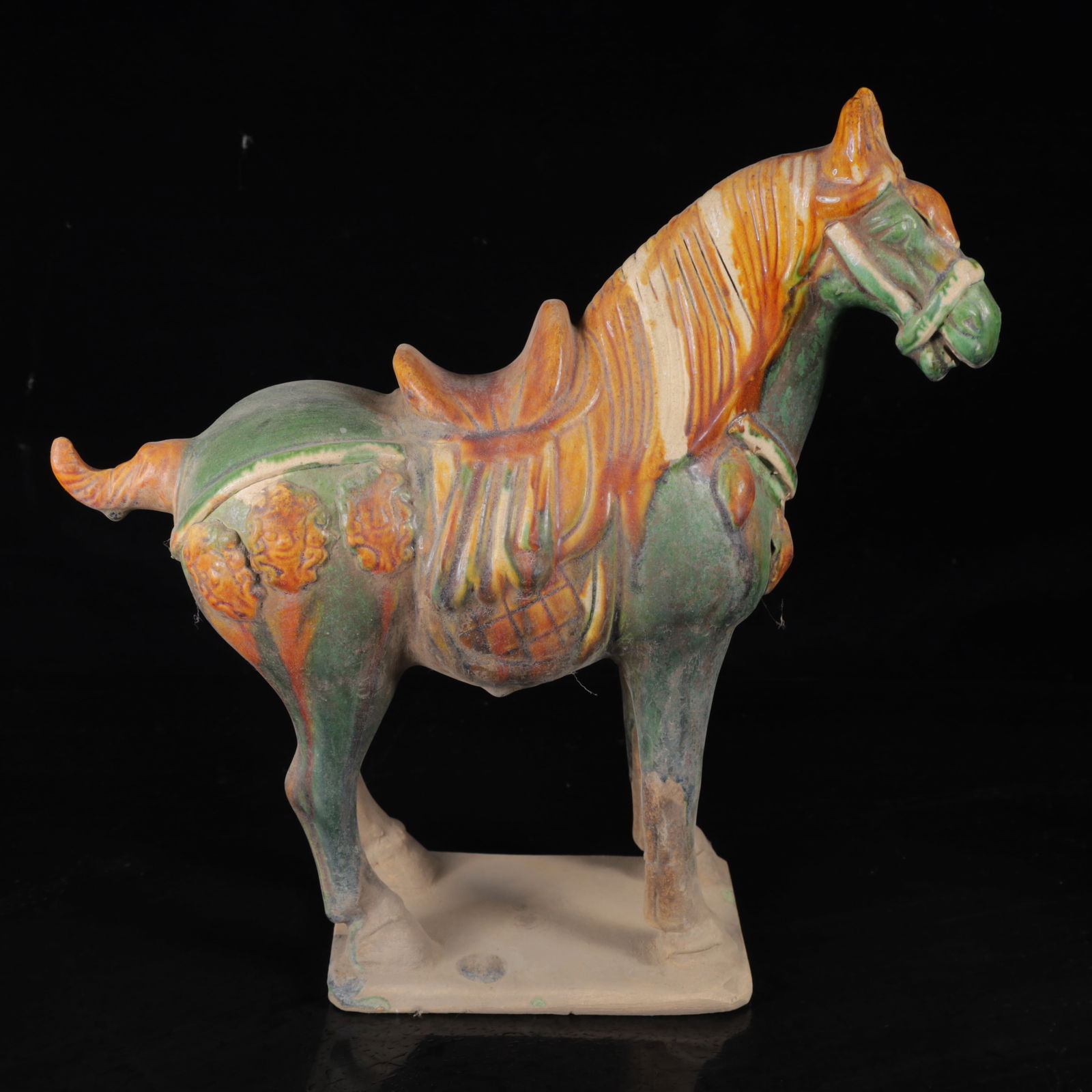 An Exquisite Tang Tri-Color Glazed Pottery Horse Ornament (1 of 10)