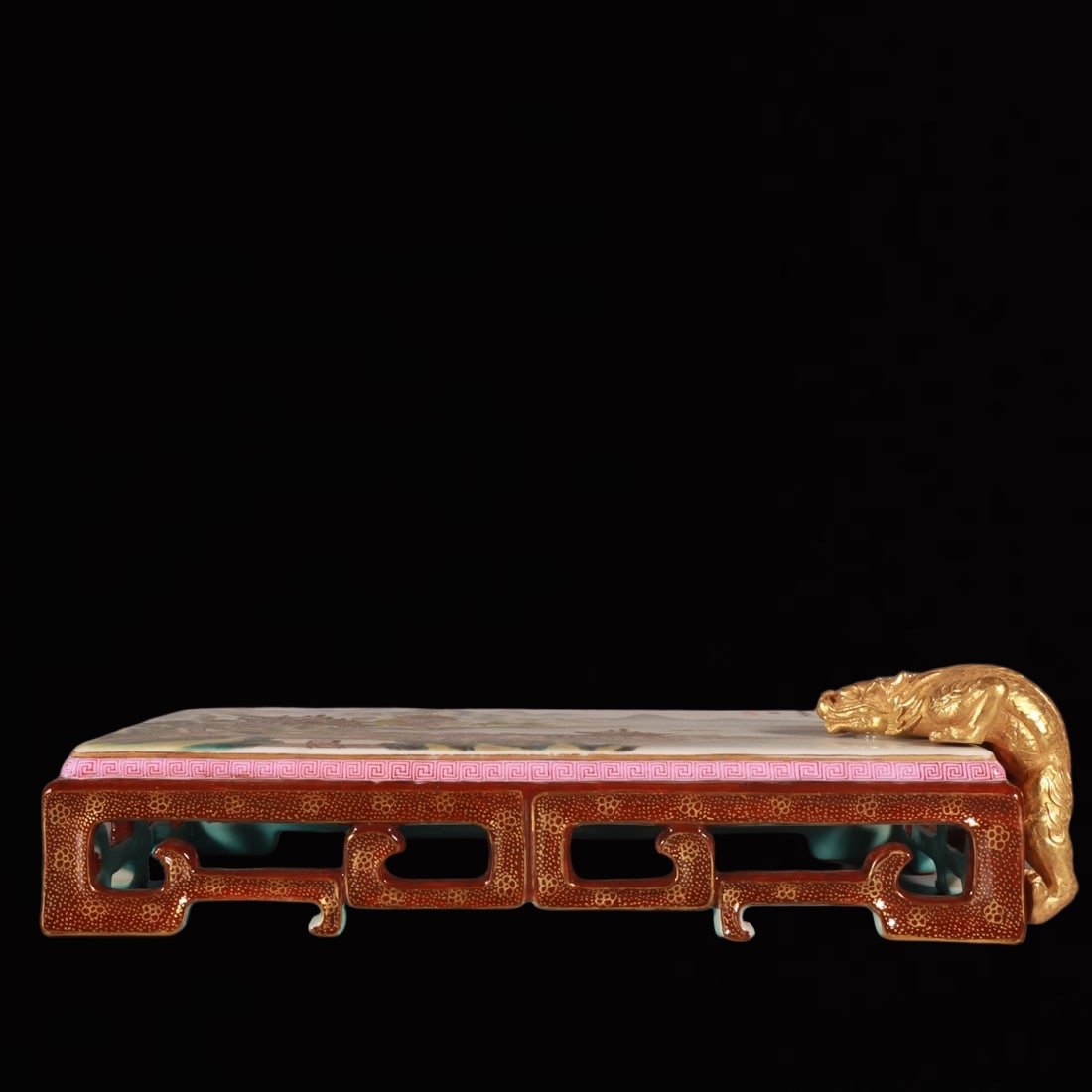 An Exquisite Famille-Rose Painted Gold Landscape Pattern End Table (1 of 9)