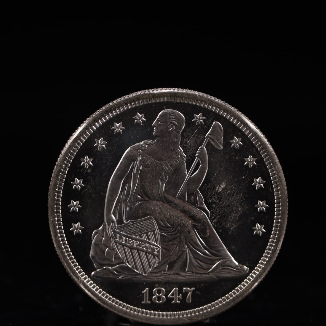 USA One Dollar 1847 Coin: American coin. IN GOD WE TRUST / LIBERTY / 1847 / UNITED STATES OF AMERICA / ONE DOL. Weight:26.9g.