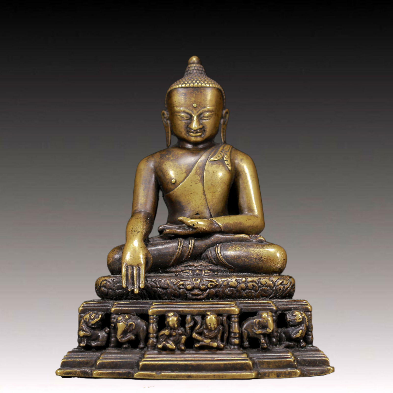 A Solemn Bronze Statue of Sakyamuni (1 of 5)