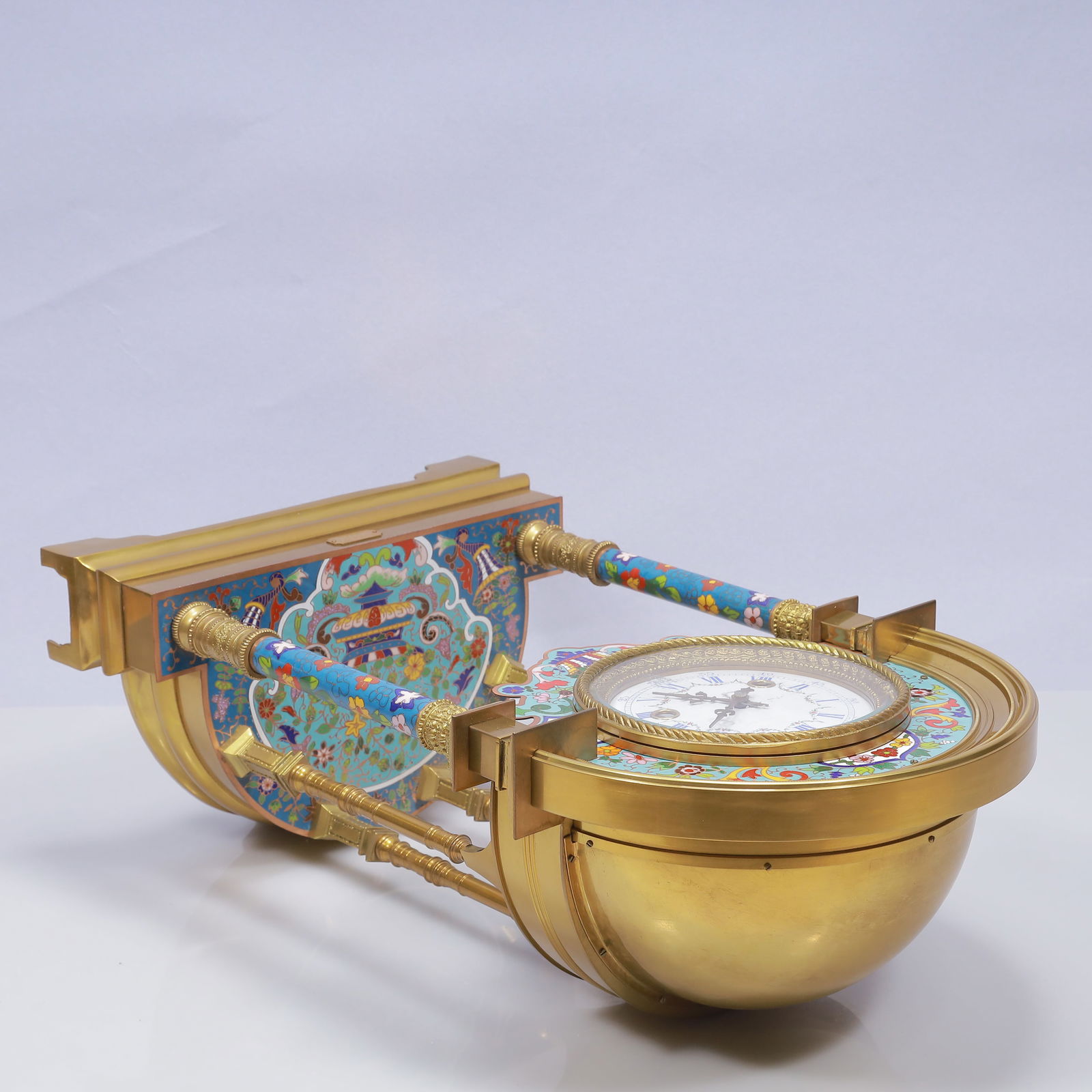 An Exquisite Cloisonne Flower Pattern Table Clock Ornament - 10