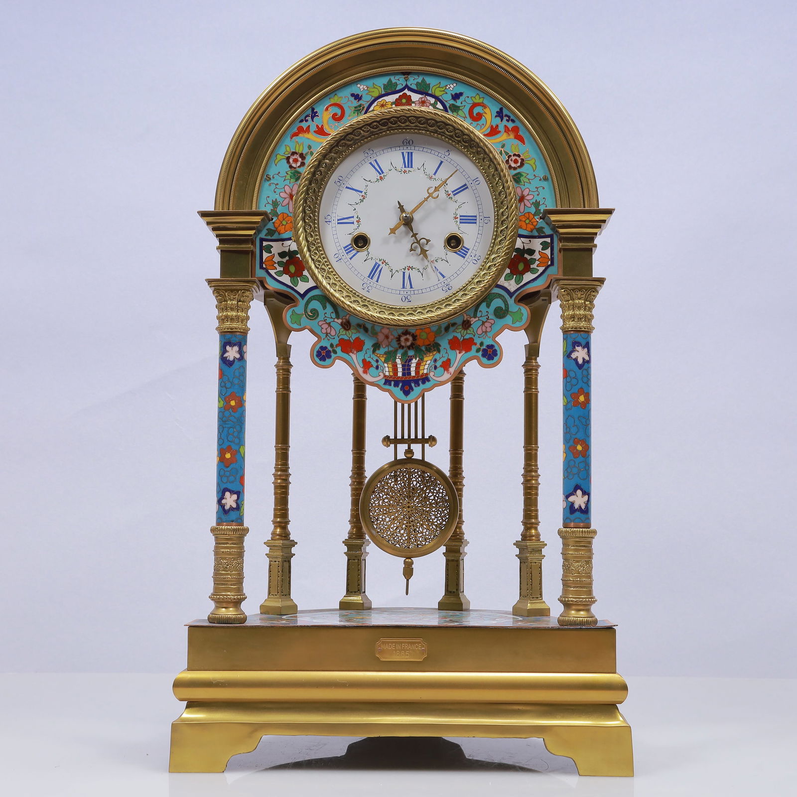An Exquisite Cloisonne Flower Pattern Table Clock Ornament (1 of 11)