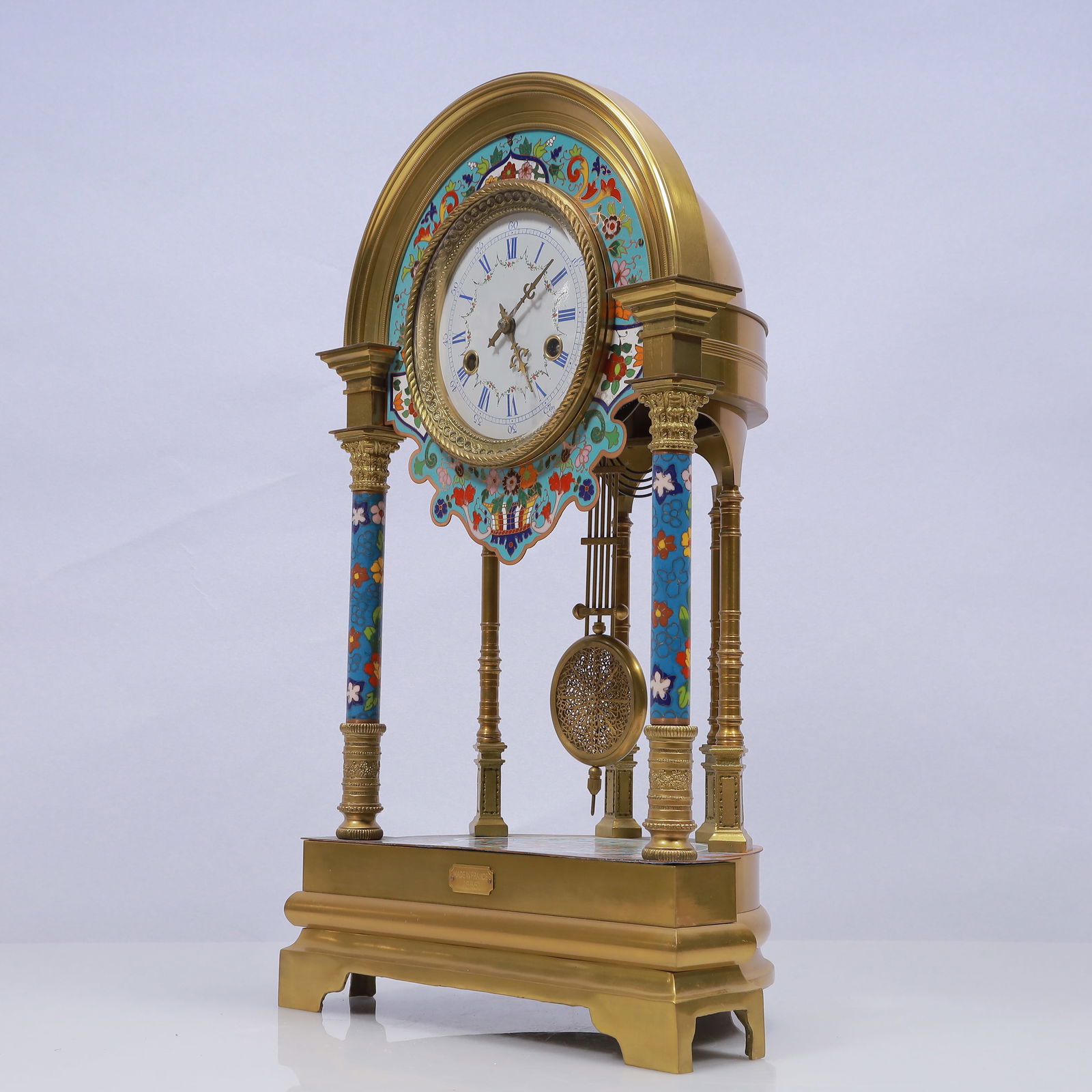 An Exquisite Cloisonne Flower Pattern Table Clock Ornament - 4