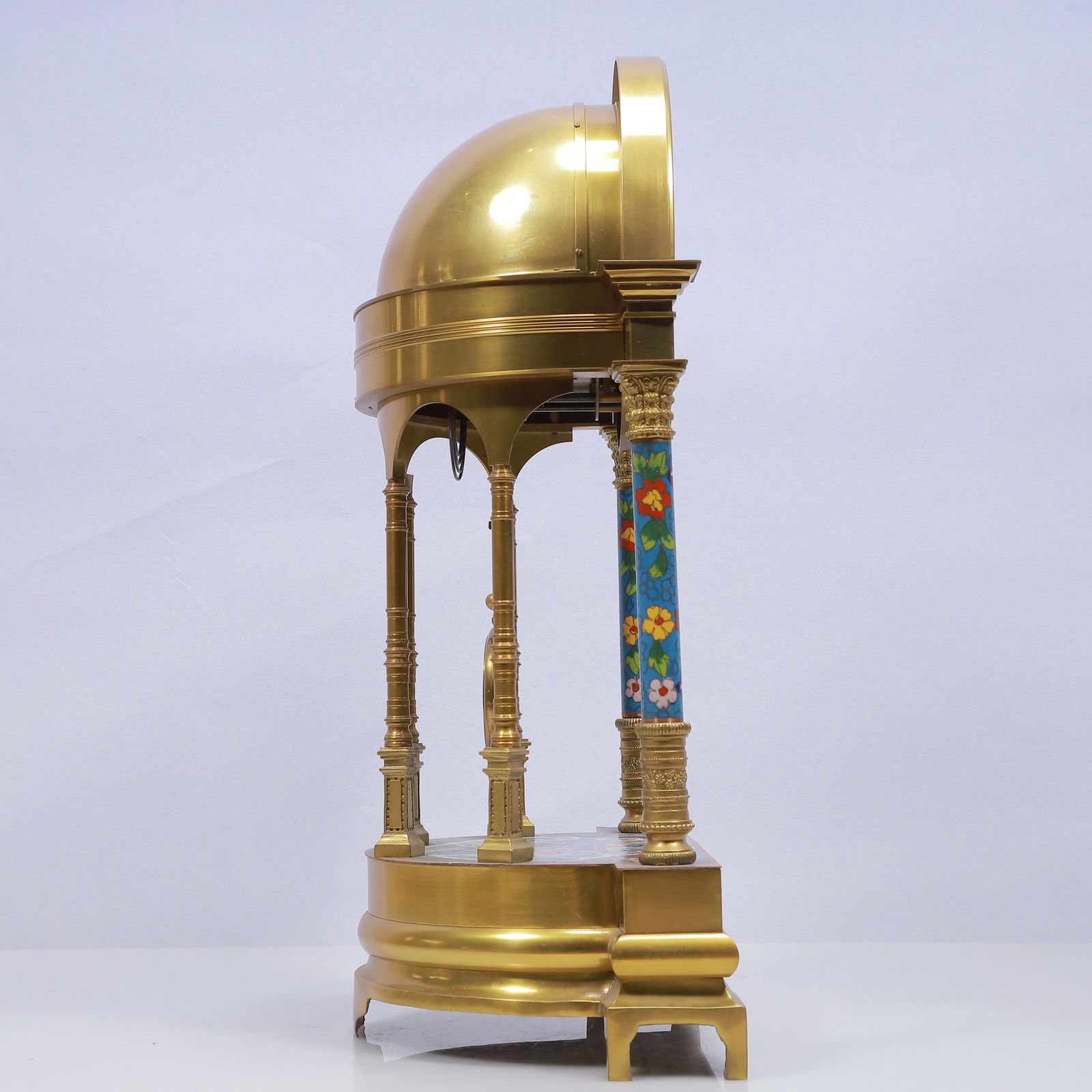 An Exquisite Cloisonne Flower Pattern Table Clock Ornament - 6