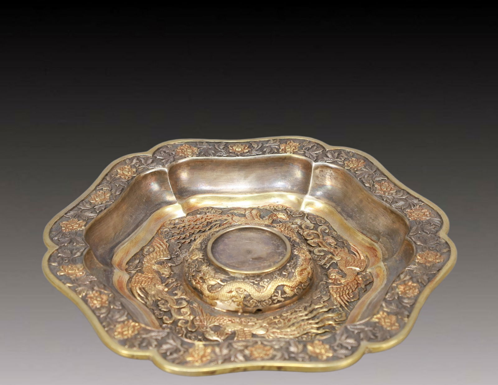 A Rare Gilt Silver Dragon Pattern Double-Ears Cup - 7