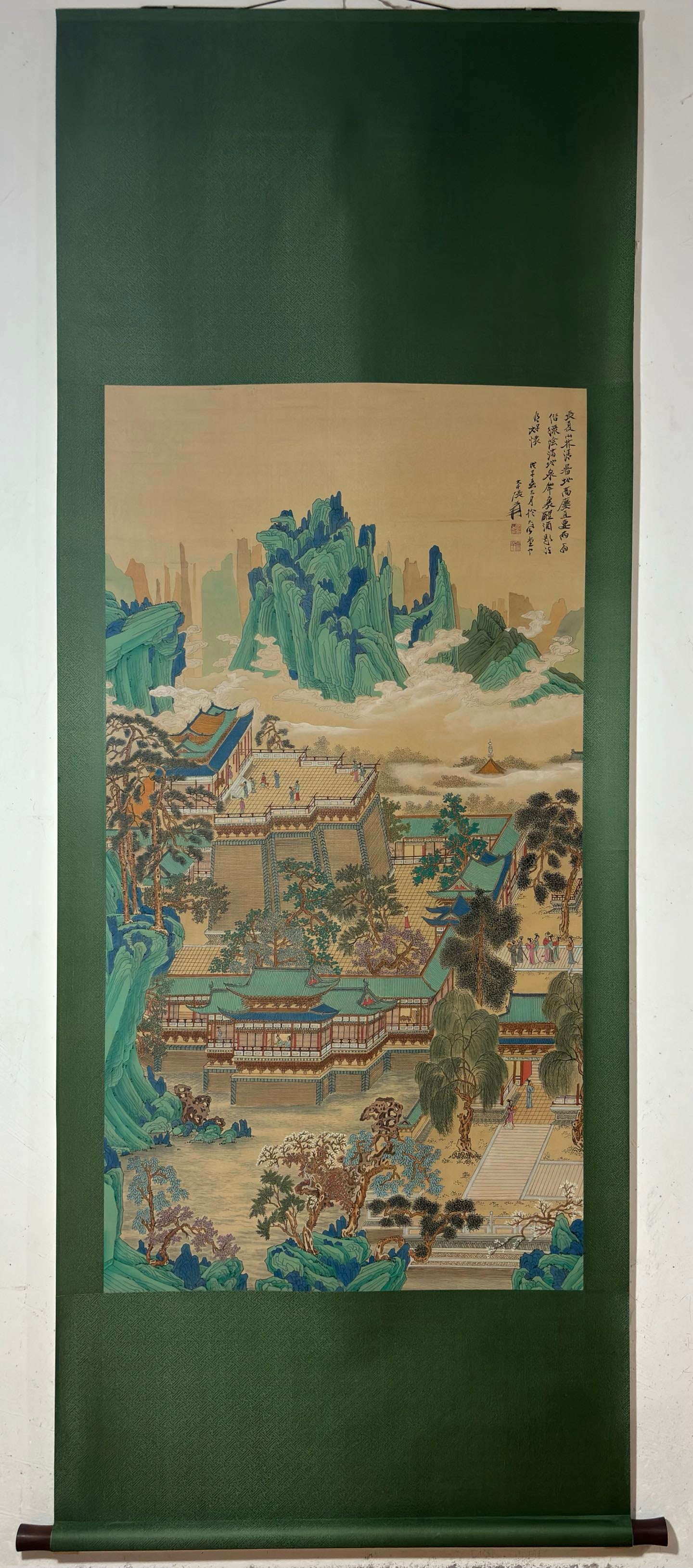 A Chinese Vertical Scroll Ink Painting of Landscape and Figure on Silk (1 of 9)