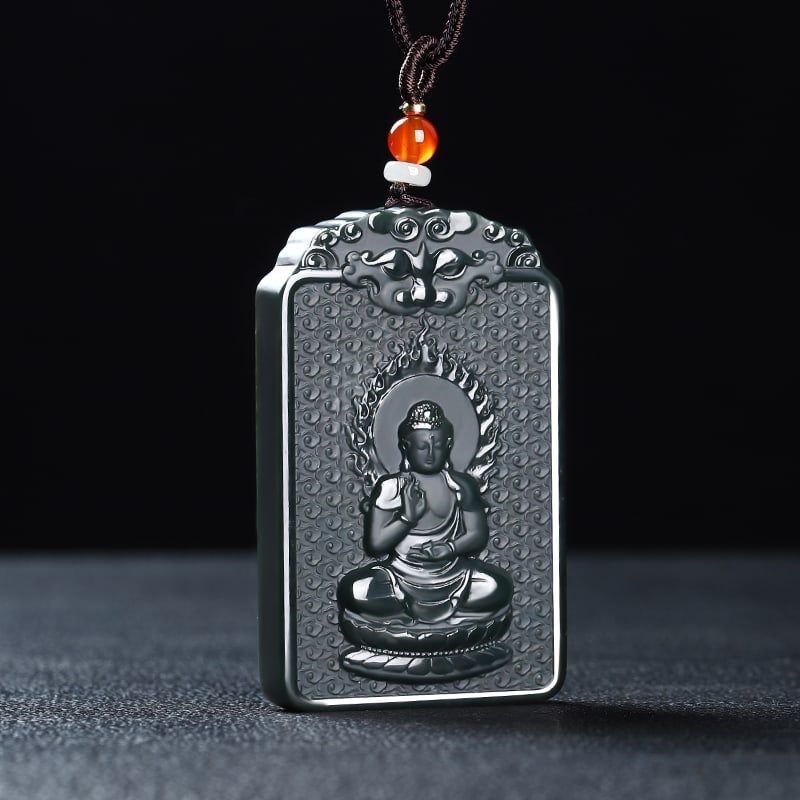 An Exquisite Cyan jade Statue of Amitayus Pendant: An Exquisite Cyan jade Statue of Amitayus Pendant,Size:2.5inx1.5inx0.3in 青玉无量寿佛像挂件