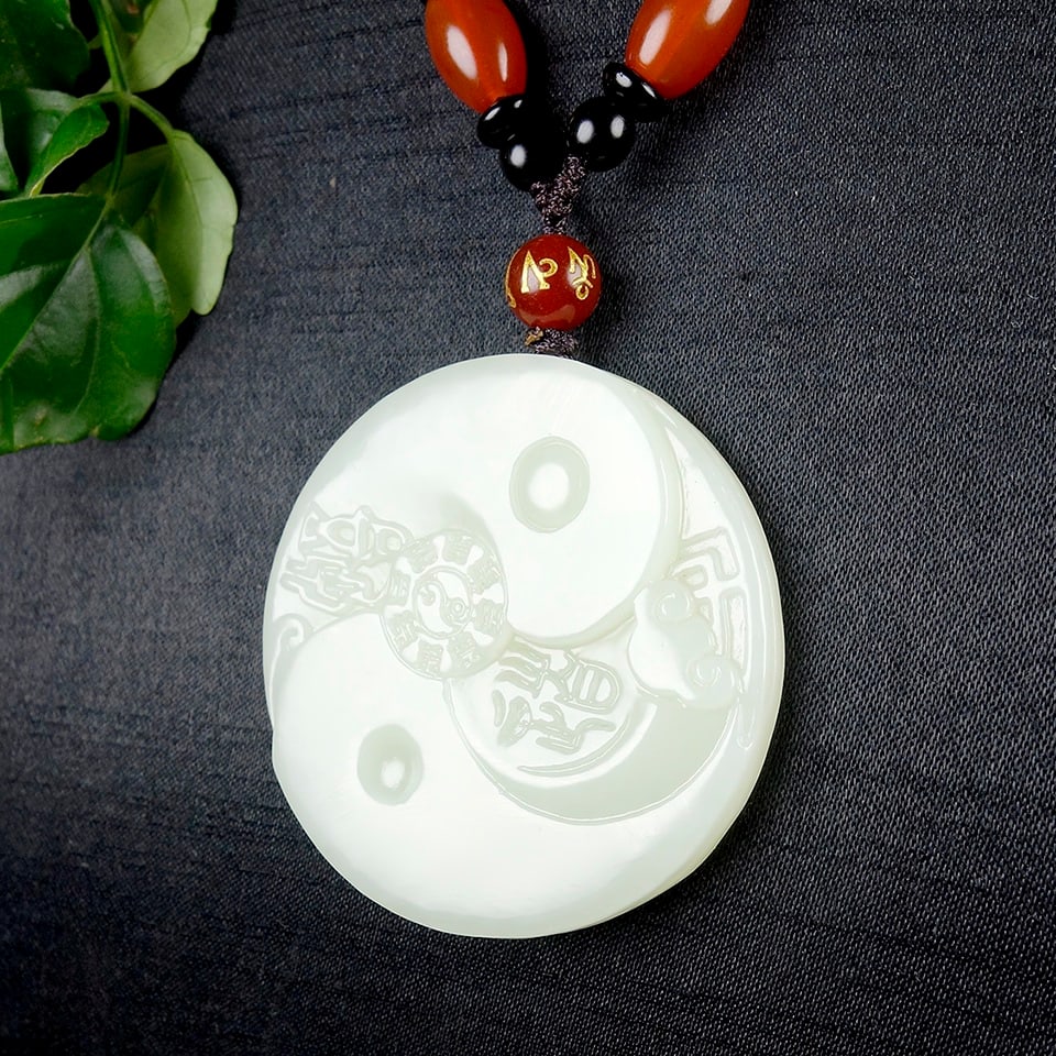 An Exquisite White Jade Trigram Pattern Pendant - 5