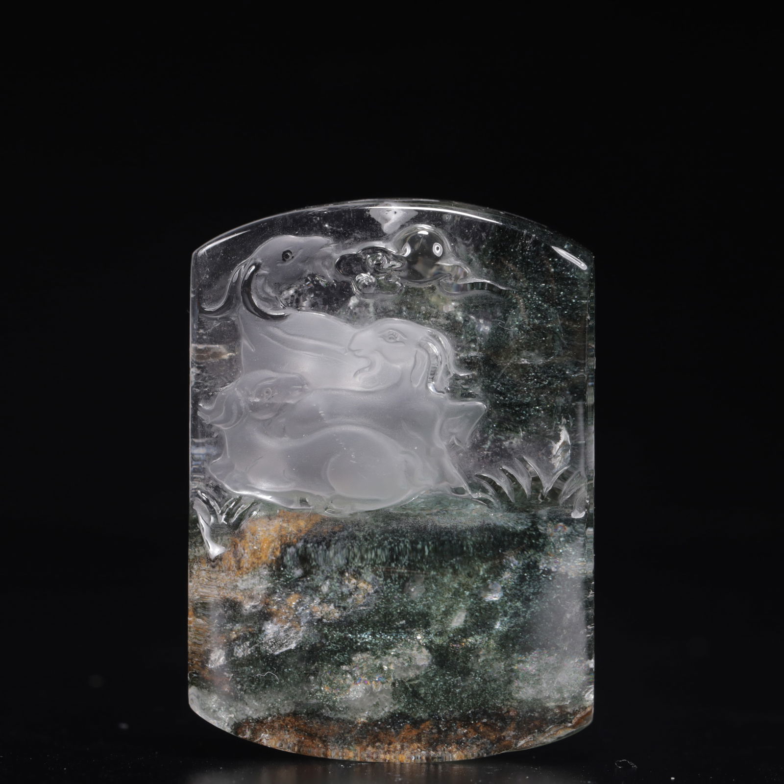 An Exquisite Crystal Sheep Pendant: An Exquisite Crystal Sheep Pendant,Size:1.8inx0.6inx2.4in,Weight:89g 水晶羊挂件